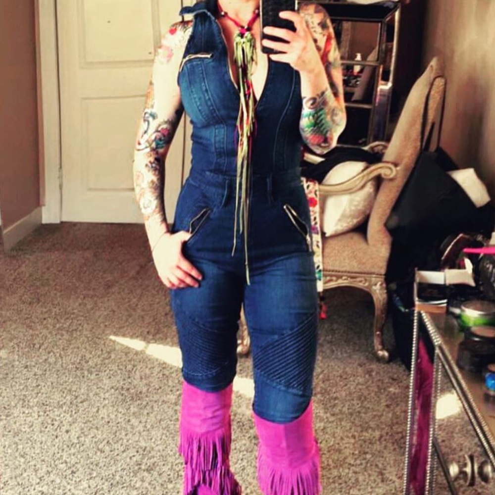Bebe denim jumpsuit